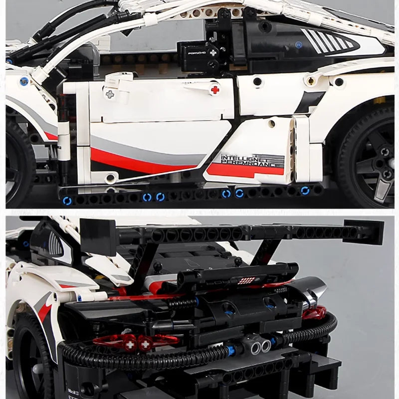 Novo 1580PCS Carro de controle remoto Conjunto de construção de carro de corrida esportivo técnico 1:10 com motor e kit de luz de LED Brinquedo para adultos