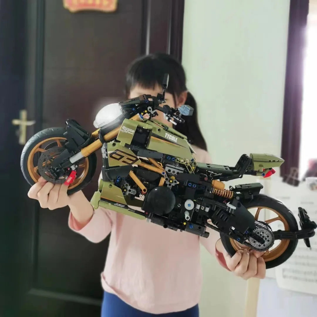 High Tech Rapid Racing Moto Locomotiva Building Block para Boy, Moc Modular Brick Model, Motocicleta City Sports Toy, presente para Boy, 1:5, T4021