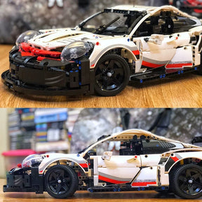 Novo 1580PCS Carro de controle remoto Conjunto de construção de carro de corrida esportivo técnico 1:10 com motor e kit de luz de LED Brinquedo para adultos