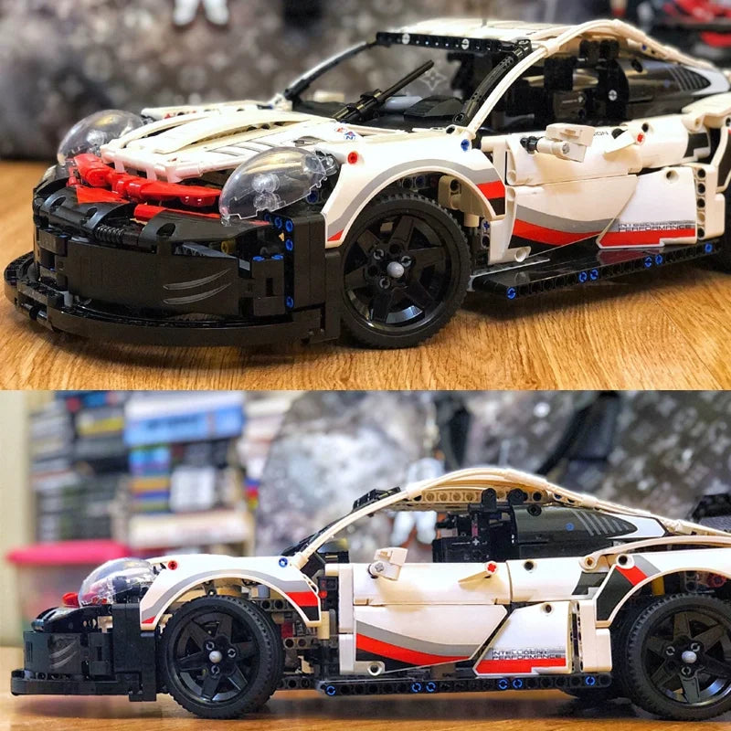 Novo 1580PCS Carro de controle remoto Conjunto de construção de carro de corrida esportivo técnico 1:10 com motor e kit de luz de LED Brinquedo para adultos
