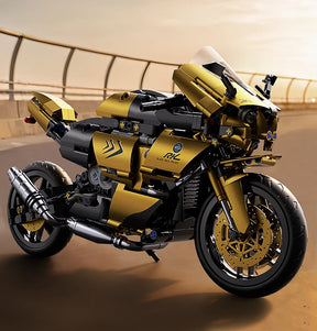 1:8 blocos de construção de motocicleta dourado rr para adultos kit de modelo de carro de corrida técnico haste brinquedos educativos para crianças presentes de aniversário