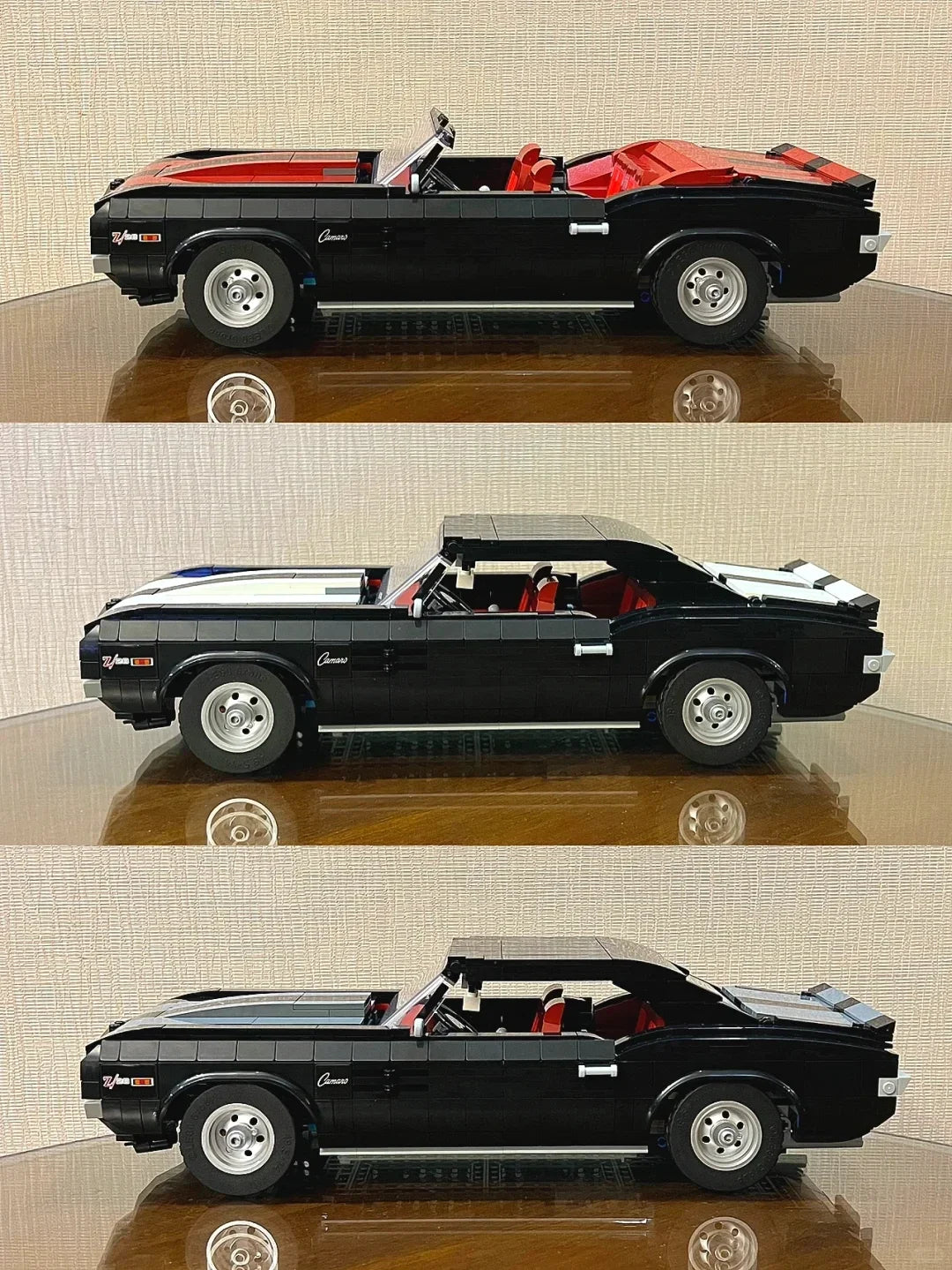 Tecnologia preto retro muscle car vintage conjunto de carro competição montagem blocos de construção menino brinquedo natal e aniversário presente conjunto