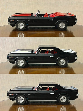 Tecnologia preto retro muscle car vintage conjunto de carro competição montagem blocos de construção menino brinquedo natal e aniversário presente conjunto