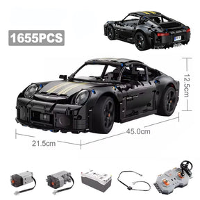Cada 1655 pçs 1:10 novo 2024 rc clássico alemanha 2019 carro esportivo led blocos de construção cidade controle remoto carro corrida tijolos brinquedos menino