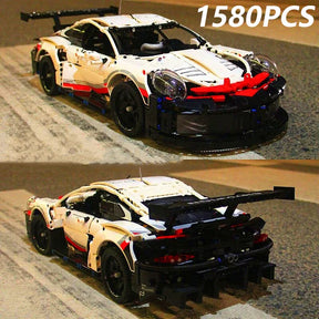 Novo 1580PCS Carro de controle remoto Conjunto de construção de carro de corrida esportivo técnico 1:10 com motor e kit de luz de LED Brinquedo para adultos