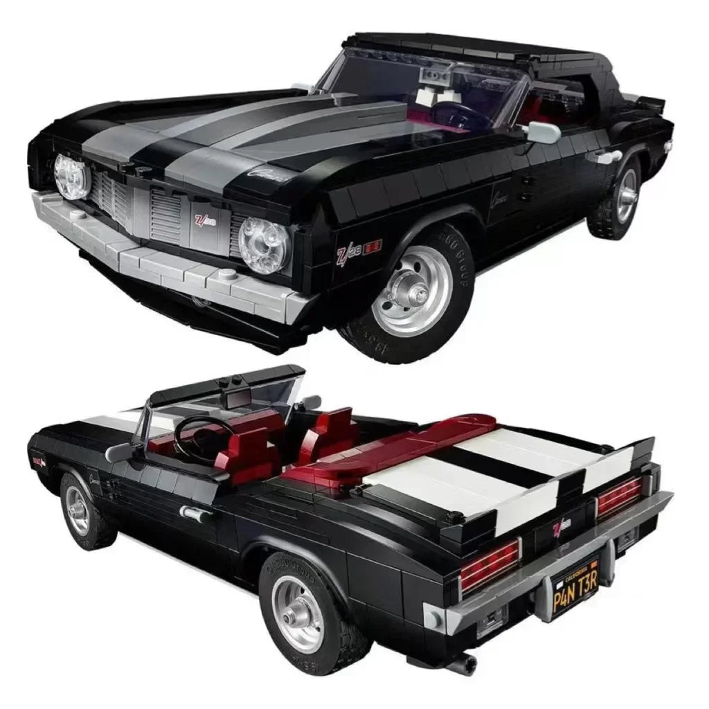 1456 pçs preto conjunto de carro vintage competição carro montagem adulto menino brinquedo aniversário presente natal compatível com 10304