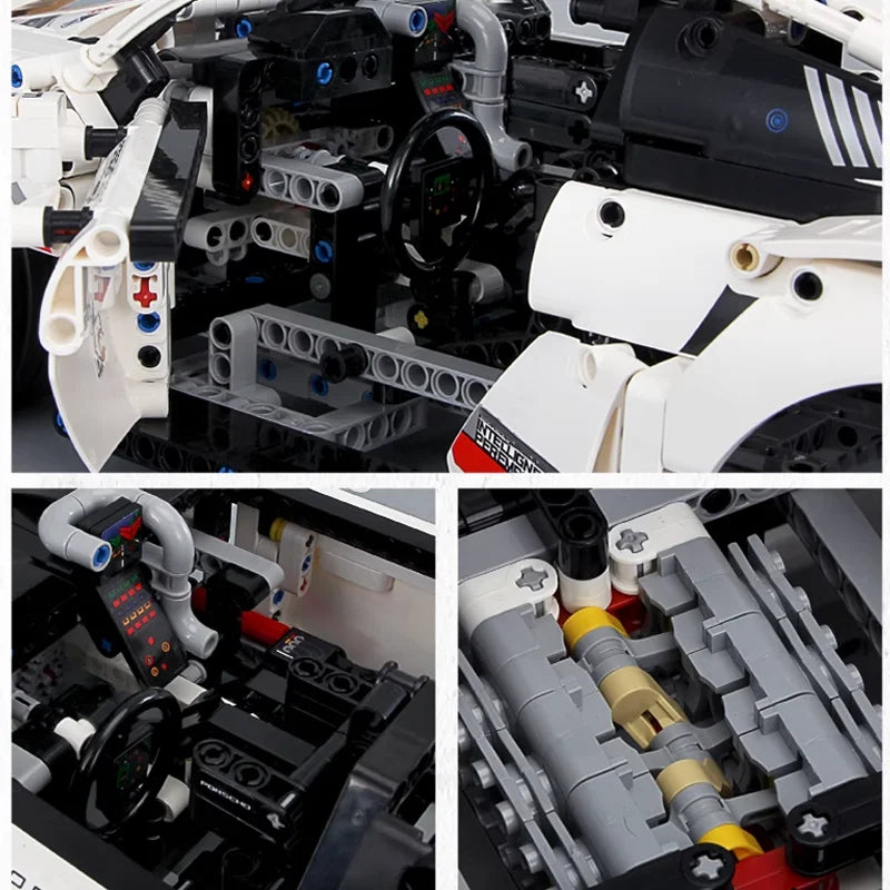 Novo 1580PCS Carro de controle remoto Conjunto de construção de carro de corrida esportivo técnico 1:10 com motor e kit de luz de LED Brinquedo para adultos