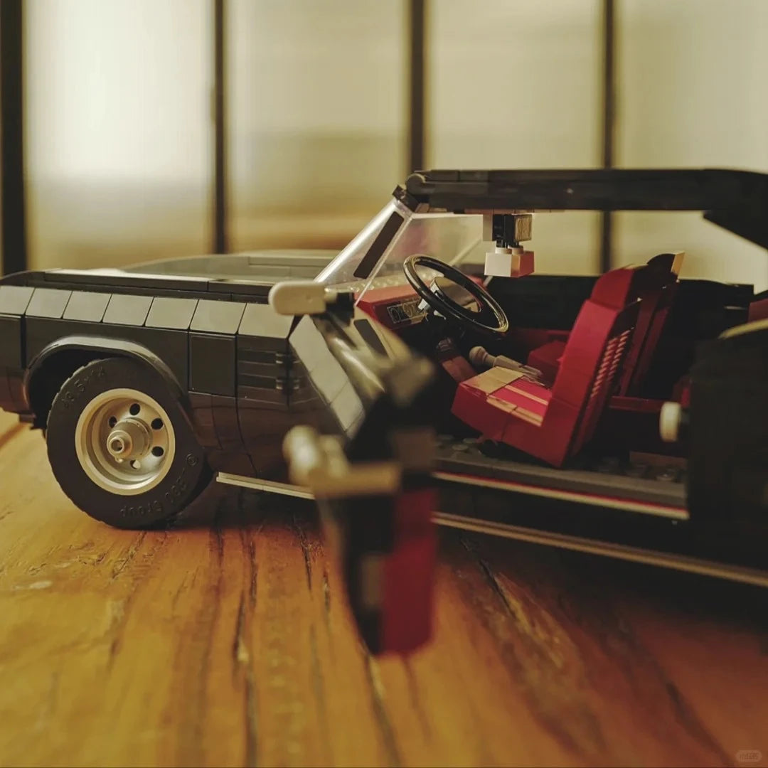 Tecnologia preto retro muscle car vintage conjunto de carro competição montagem blocos de construção menino brinquedo natal e aniversário presente conjunto