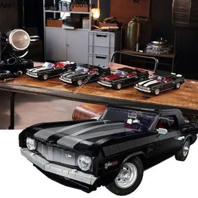 1456 pçs preto conjunto de carro vintage competição carro montagem adulto menino brinquedo aniversário presente natal compatível com 10304