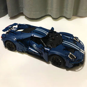1:8 técnico azul gt super velocidade esporte carro modelo blocos de construção cidade veículo corrida tijolos brinquedos para o presente aniversário do miúdo moc
