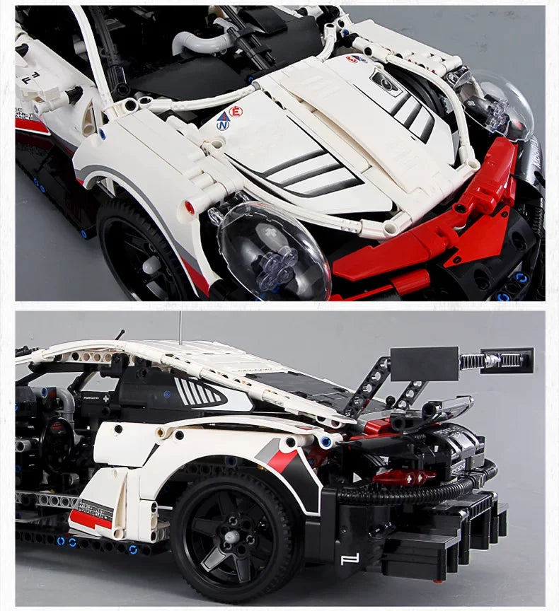 Novo 1580PCS Carro de controle remoto Conjunto de construção de carro de corrida esportivo técnico 1:10 com motor e kit de luz de LED Brinquedo para adultos