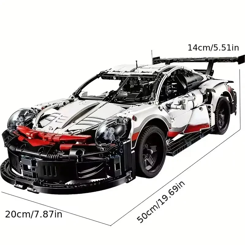 Novo 1580PCS Carro de controle remoto Conjunto de construção de carro de corrida esportivo técnico 1:10 com motor e kit de luz de LED Brinquedo para adultos