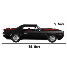 Tecnologia preto retro muscle car vintage conjunto de carro competição montagem blocos de construção menino brinquedo natal e aniversário presente conjunto