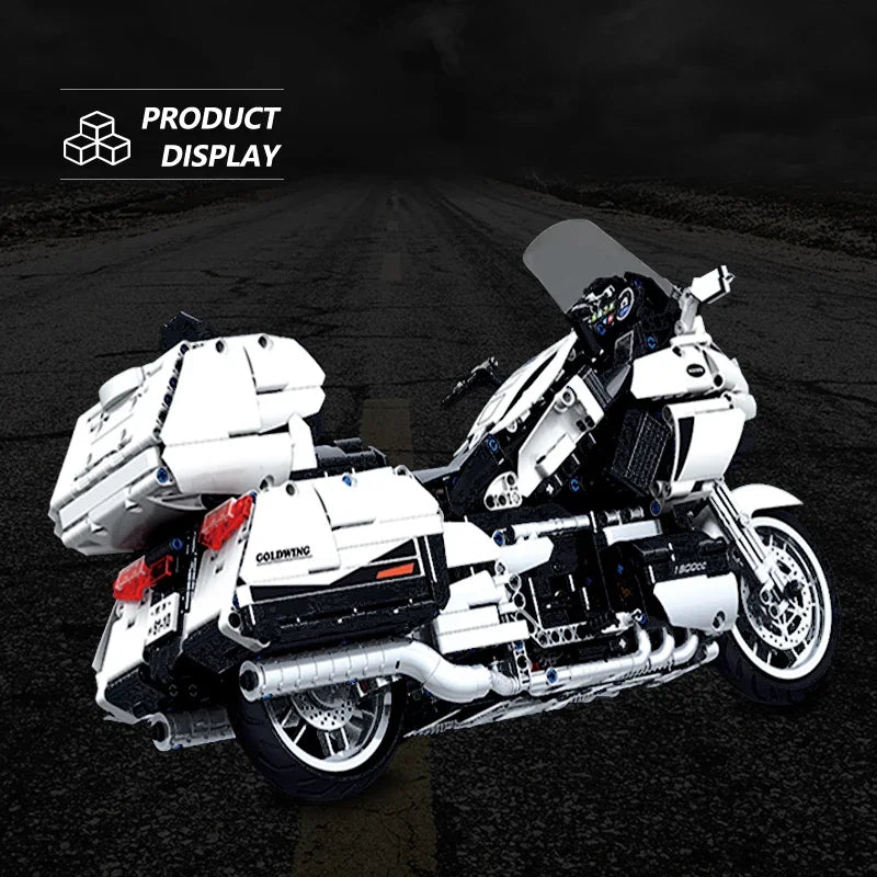 Asa de ouro touring motocicleta modelo técnico blocos de construção moc carro corrida moto tijolos conjuntos brinquedos para crianças presentes 8110